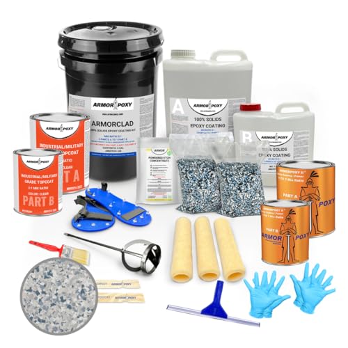 ArmorPoxy Luxury Design Epoxy Floor Kit - 4-Layer Full Flake Broadcast Epoxy System for Garages, Commercial Spaces & More - Resists Chemicals & Stains