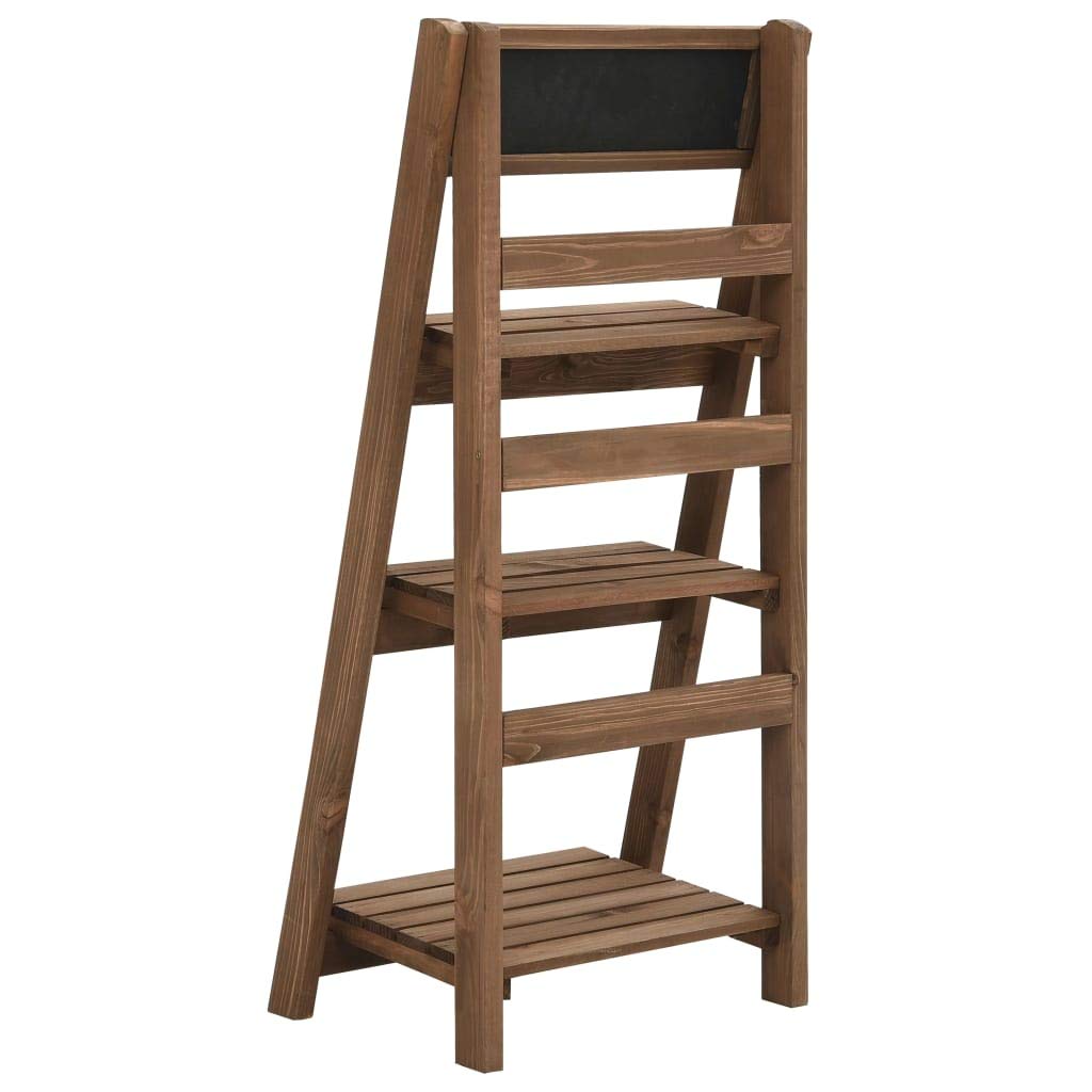 Supporto per fiori a 3 livelli, 40 x 30 x 90 cm, in legno di abete massiccio | Scaffale per piante con 3 ripiani, lavagna per appunti, senza montaggio, per interni