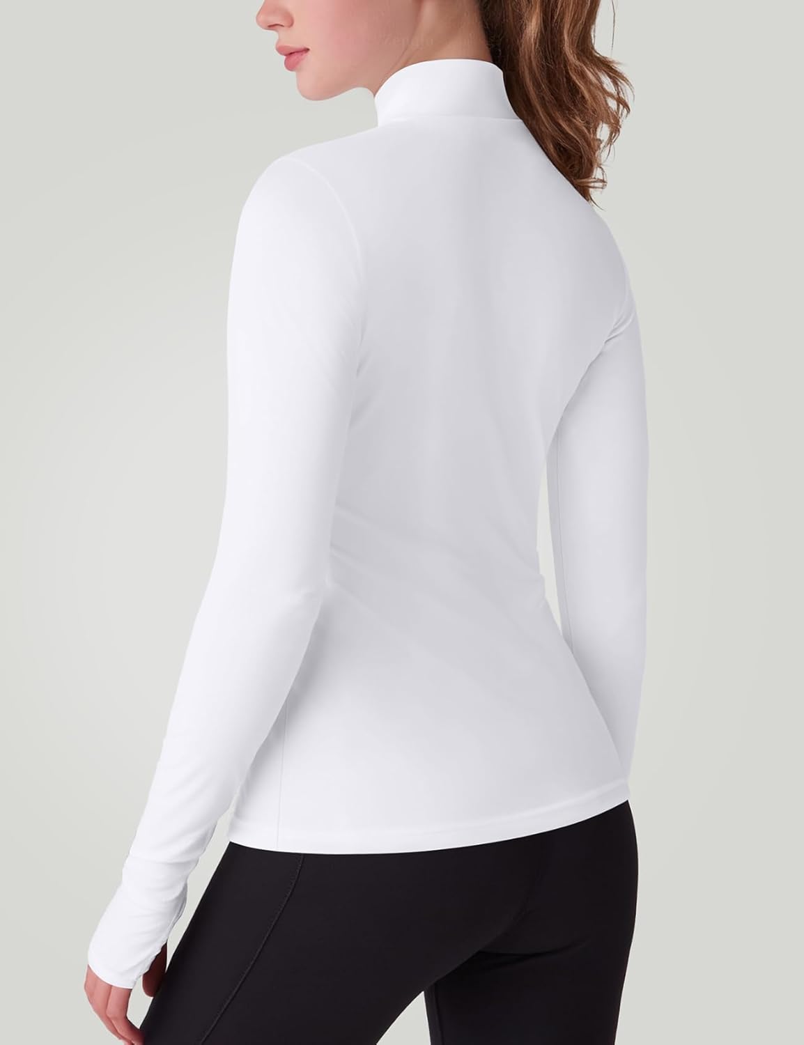 Zengjo Mock Neck Long Sleeve Workout Top, Thumb Hole Athletic Shirts for Women Running Yoga Lightweight Thermal Baselayer - Image 3