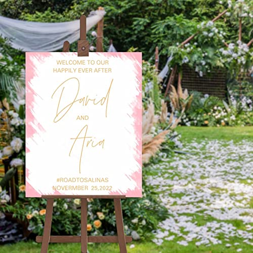 Panneau de mariage personnalisé avec date inscription calligraphie moderne 45x61cm