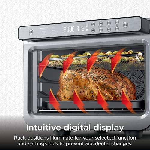 Image of Ninja Air Fryer & Toaster Oven Combo | 10-in-1 Prestige Smart XL Countertop Oven | Bake up to 20 Cookies, Fit up to a 12lb Turkey | Pizza, Toast, Bake, Dehydrate | 1800 Watt | Stainless Steel | DT501​