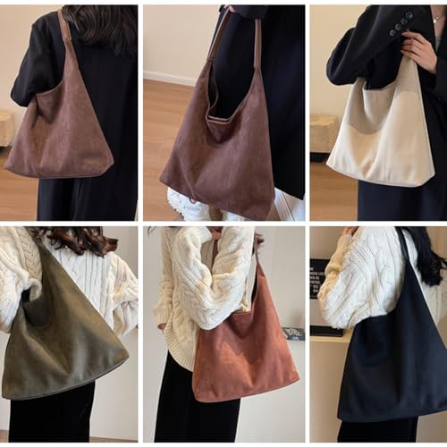 Image of Tote Bags for Women Suede Handbag Work Slouchy Bag Shoulder Hobo Bag Office Tote Handbag