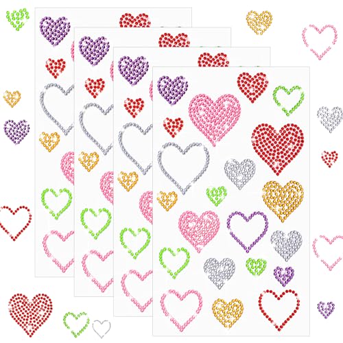 Epakh Valentine‘s Day Self Adhesive Heart Stickers Glitter Bling Heart Crystal Rhinestone Sticker for Decal Decor Handicrafts Holiday Window Car Accessories Gift Boxes