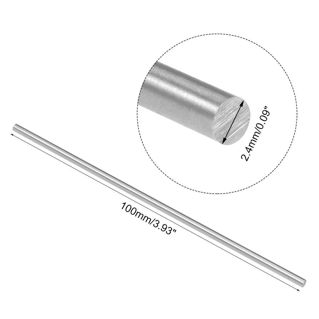 Sourcing Map Tige Ronde Acier HSS 4 Mm – Barre De Tournage 200 Mm, Lot De 2, Pour Mini Tour, Perceuse, Modélisme