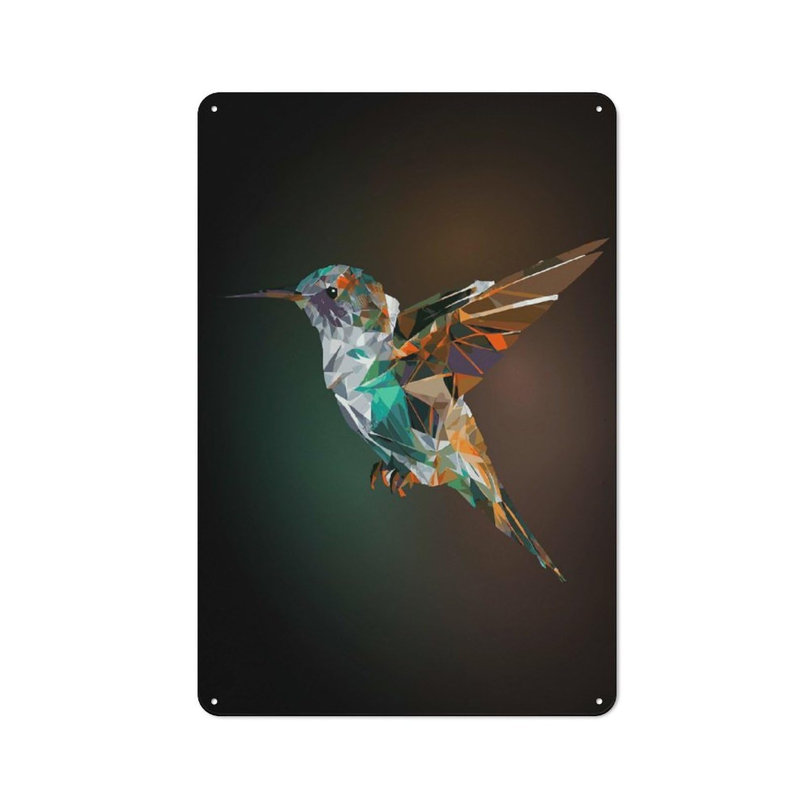 Junmoney Style-8 Polygonal Hummingbird Art Metal Sign 30X20cm, Vintage Bar Wall Plaque For Diner, Restaurant, Shed Or Kitchen