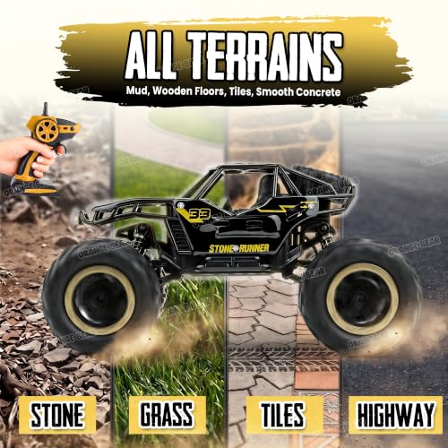 Image of Orange Bear Remote Control Car Toy (1 Year Warranty) Rock Crawler Monster Truck Drift RC Car | Type-C USB | 100+ft Range 2.4GHz Remote | Rechargeable Battery | 2WD Off-Road Climbing Racing Car -Black