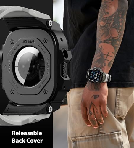 Image of ULTIMAL Rugged Case with Band for Apple Watch 49mm,Compatible with Apple Watch Ultra 3 /2 /1, Military Grade Shockproof Bumper Cover for iWatch Tactical Band Men (49mm,Grey)