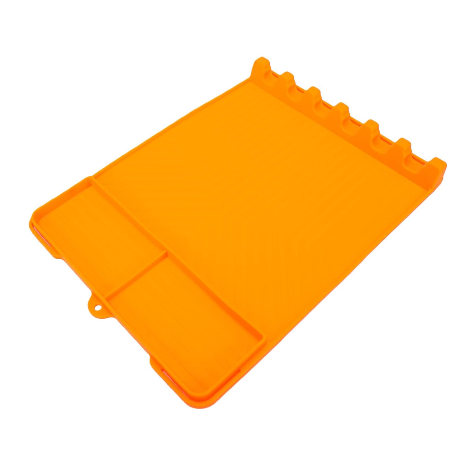 Tappetino Porta Spatola in Silicone, Resistente al Calore, Organizer per Barbecue, 40 X 30 Cm, Arancione