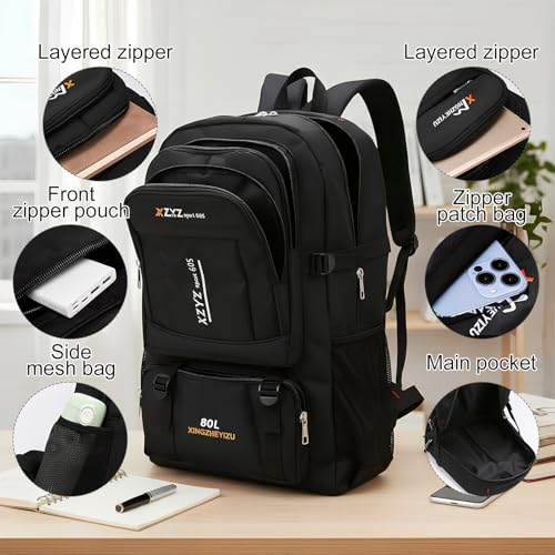 Alyxen 80 Litri Zaini Da Escursionismo,Ideale Per Lo Sport All'aperto, Trekking,Viaggi Di Campeggio,Borsa Per Alpinismo Impermeabile,Daypack Da Arrampicata Da Viaggio,Zaino - 4