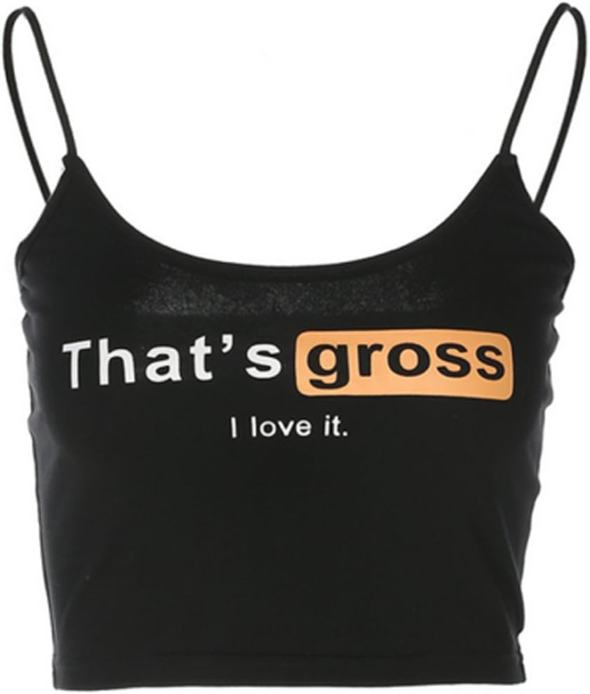 GOOCHEERWomen Girls Letter Printed Camisole Sleeveless Crop Top