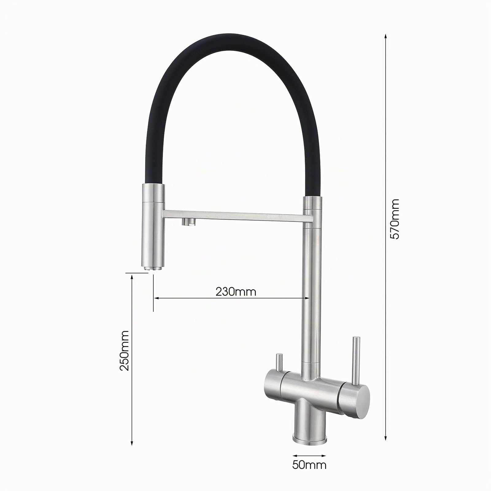 XJTNLB Grifos Cocina Fregadero con Osmosis Extraibles Oro Cepillado Grifo Abatible Cocina con Dos Asas Griferia Tres Vias Cocina para Osmosis Grifo Cocina Flexible
