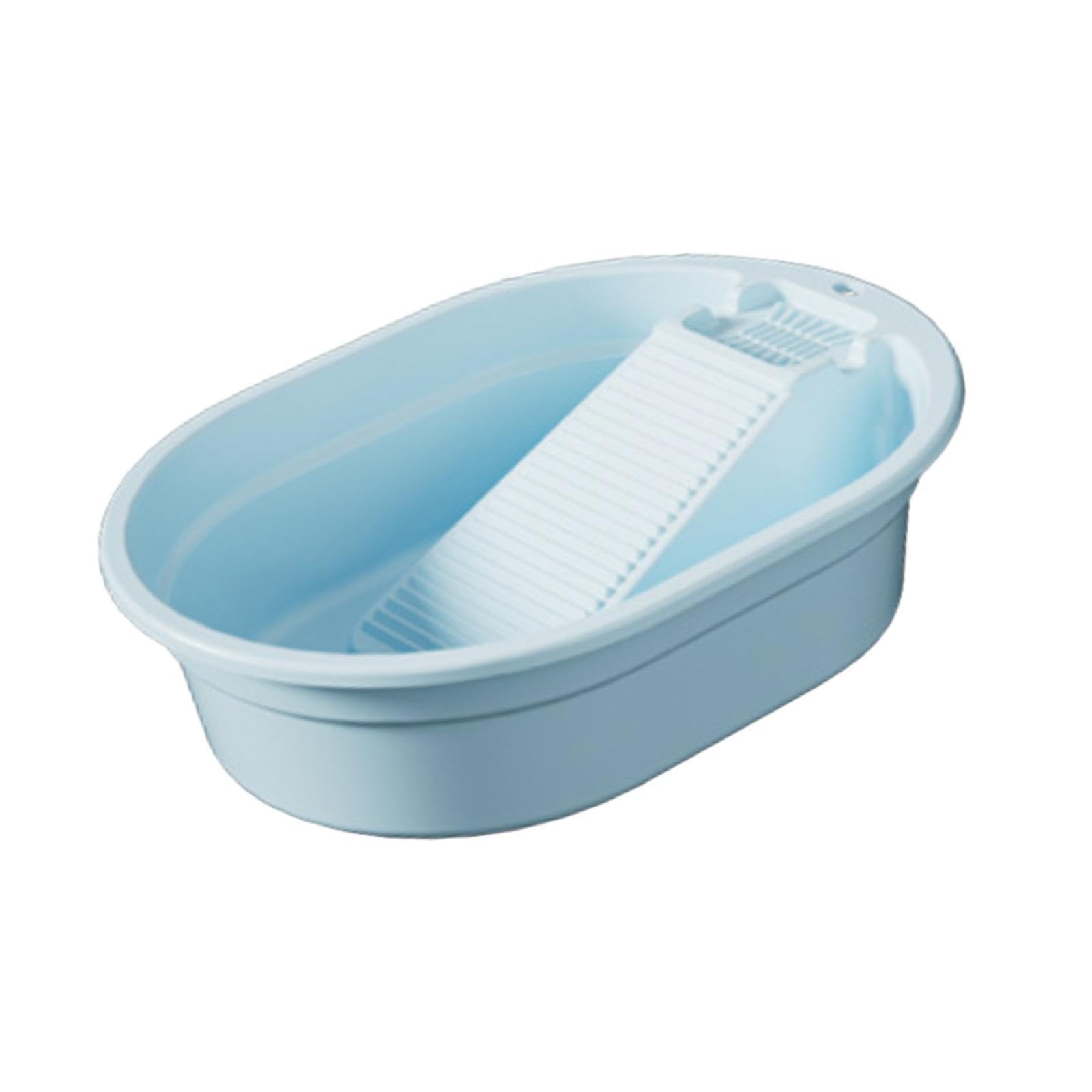Washboard Basin Multifunction Space Saving Washtub for Clothes Bathroom Home Blue-image-32