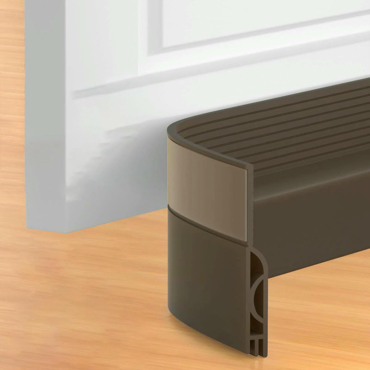 1/2M Door Draft Stopper Door Sweep for Bottom of Door Weather Stripping Door Bottom Seal Blocker Air Noise Under Door Gap Filler-2m-Brown