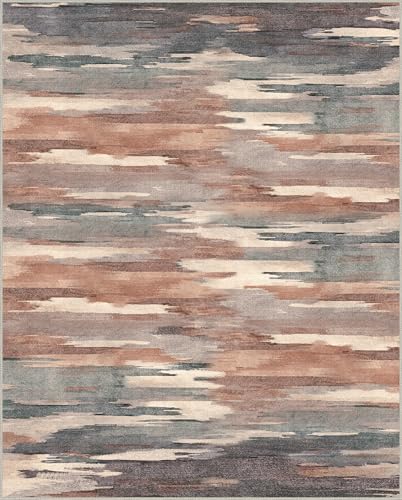 Area Rugs 8x10 Machine Washable Rug for Bedroom Living Room Dining Room, Large Modern Abstract Soft Rugs, Indoor Low Pile Carpet with Non Slip Rubber Backing, Ocher Brown