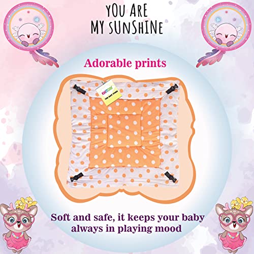 Image of Kwitchy Baby Bedding Set New Born Baby Bed Mattress with Mosquito Net Play Gym Playmat Cotton Bed with Hanging Toys (0-6 Months, Orange)