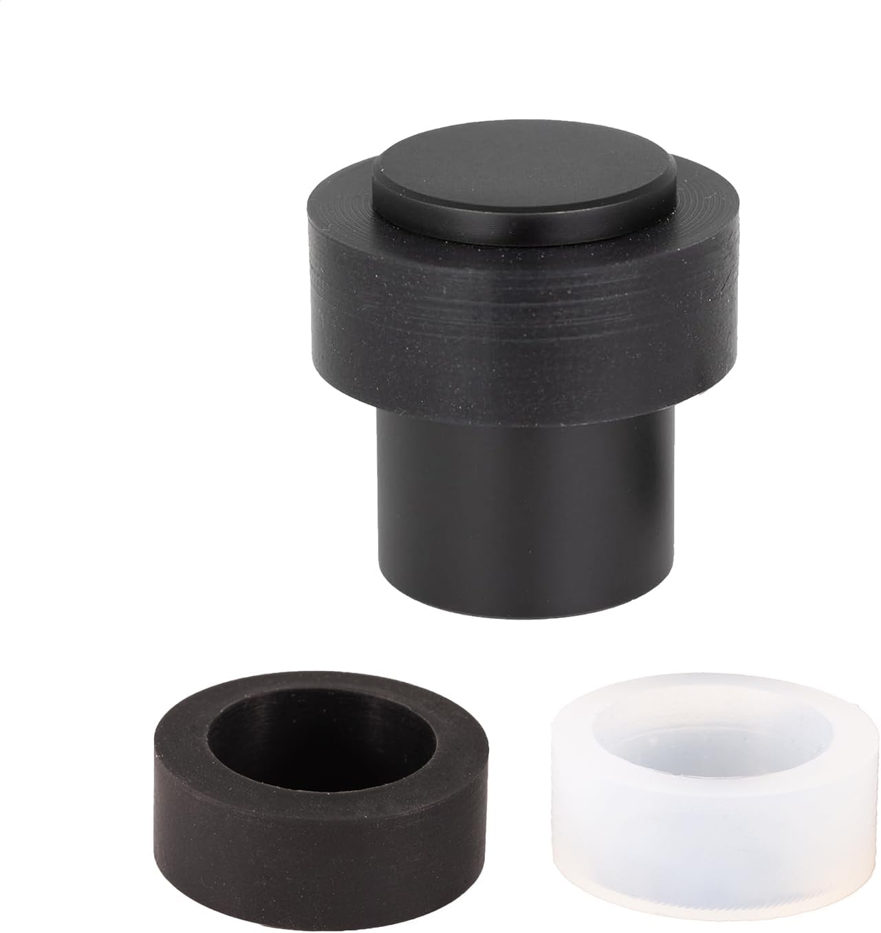 EVI Hardware | Door Stop | 0,94 x 1,18 "Black Lacquered Stainless Steel | Threaded Base | Includes Screw + Clamping Plug + Protectors White and Black | Mod. I-29124x35-NG