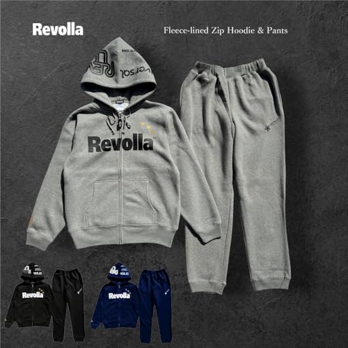 [グレー]ジップフーディー & パンツ [ ロゴ & スタータイプ ] 裏起毛 仕様 / S 〜 XXL