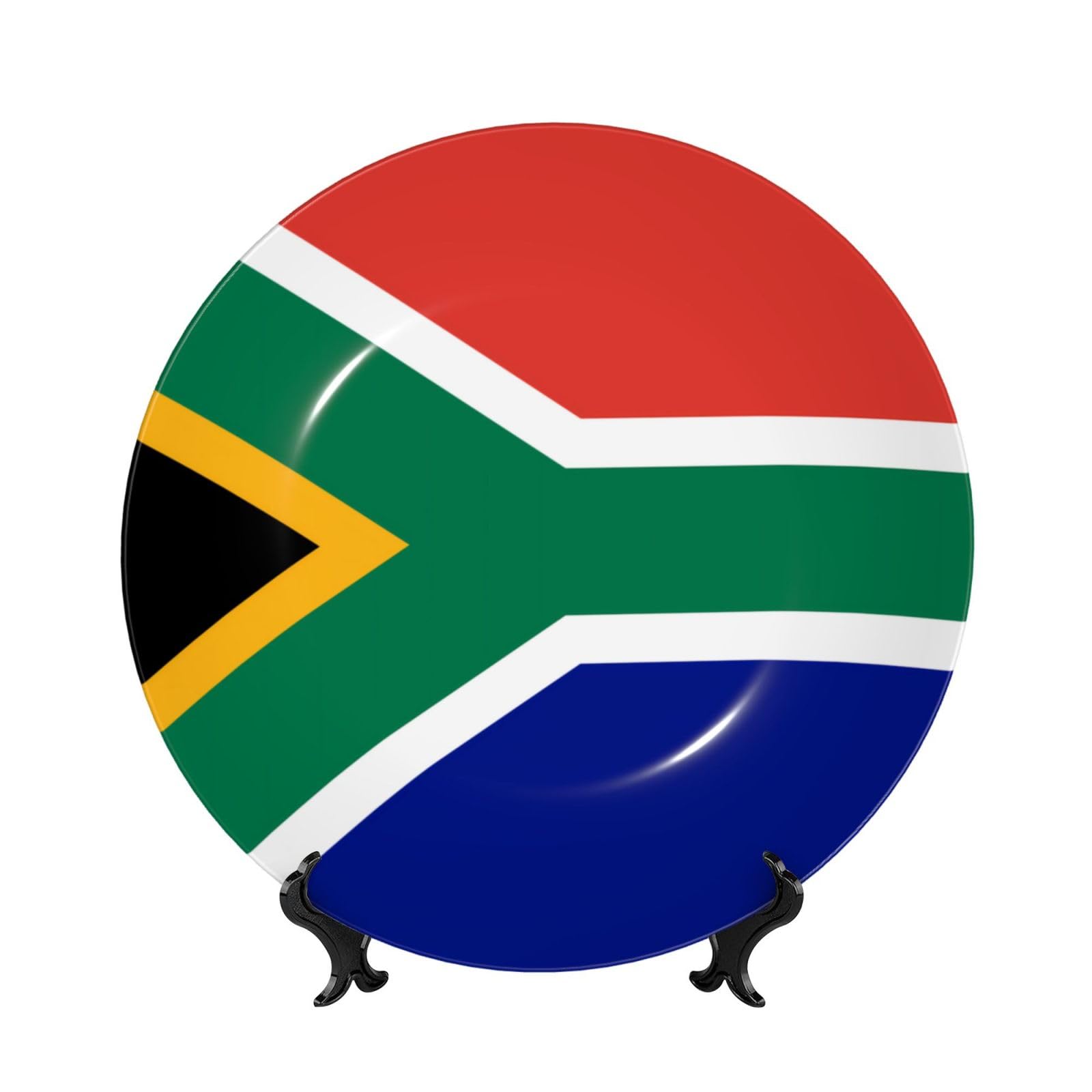 SXZVVBN South African flag Bone China Decorative Plate Art with Stand Removable Adhesive Hanging for Home Office 7in