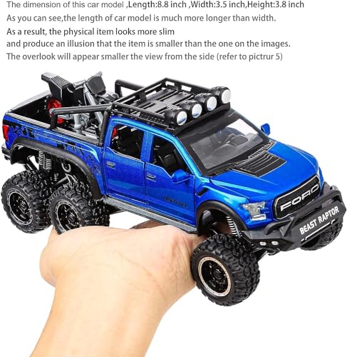 Image of 1:28 Scale Big Sizr Ford Raptor F150 Model Toy Car | Metal Pullback Diecast Car for Kids with Openable Doors, Sound, Light Effects Toy for Car (Color As Per Available), Black