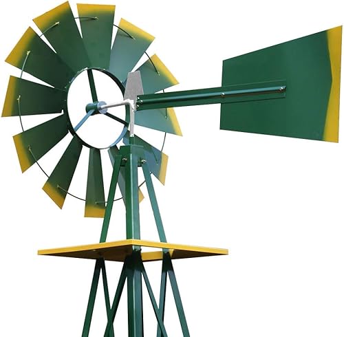 Miniatura 6 de Molino de viento de acero ornamental de 8 pies para jardín, paleta resistente a la intemperie, decoración para el hogar, jardín, patio trasero