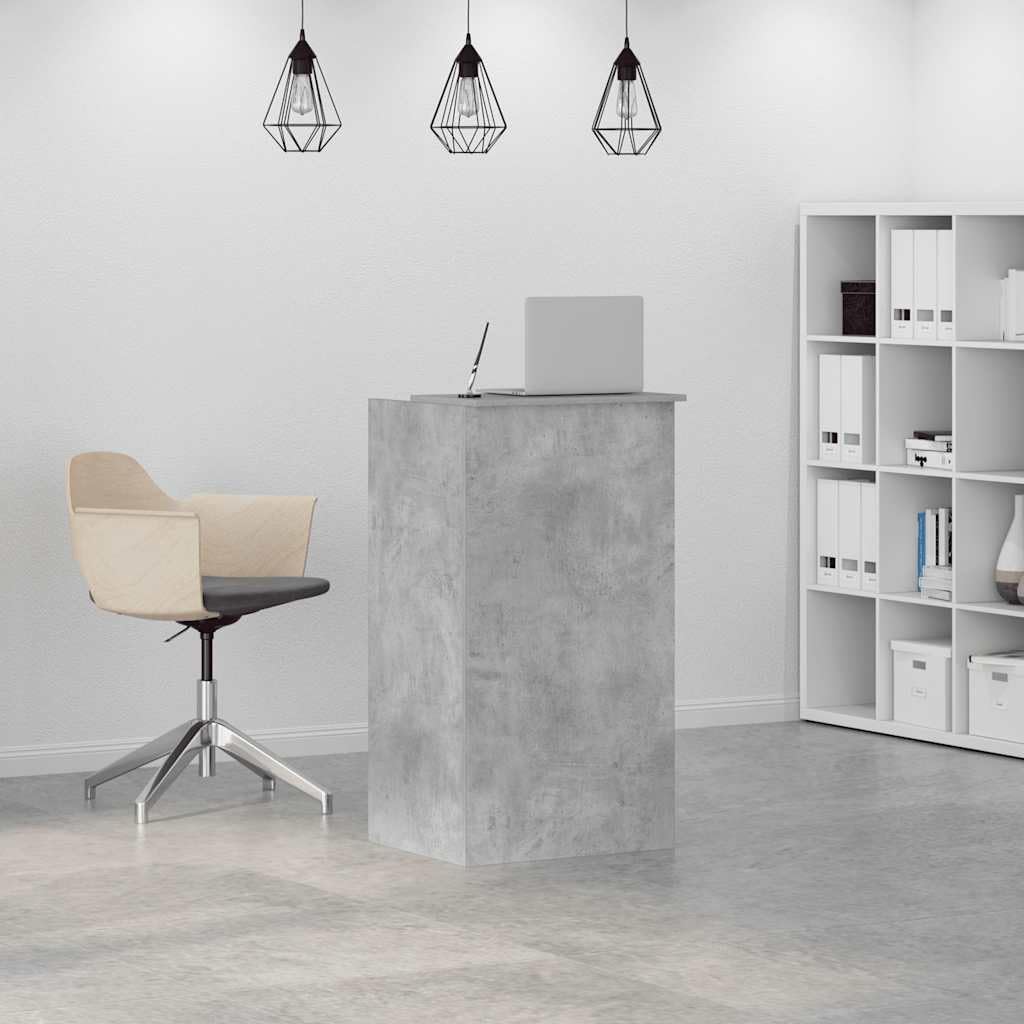 Bancone da ricevimento, grigio cemento, 55 x 50 x 103,5 cm, in legno con ripiano integrato, versatile tavolo da ufficio per postazione di lavoro, home office, segretario, scrivania per