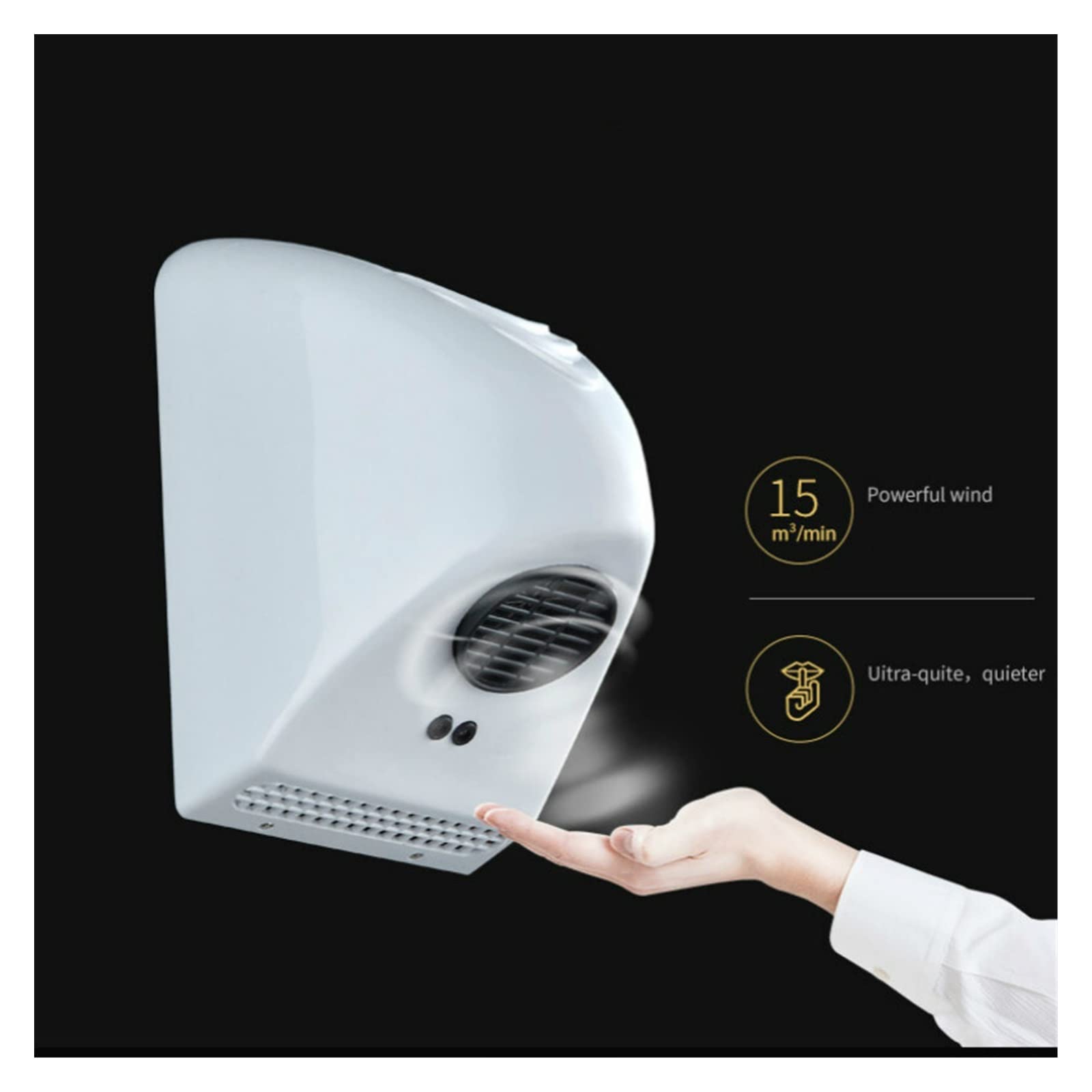 Secador de manos automático eléctrico montado en pared para baño comercial