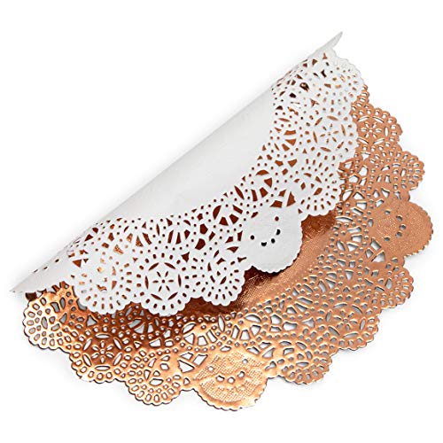 Lace Paper Doilies, Rose Gold Foil Placemats (8 In, 100 Pack) #TOP6