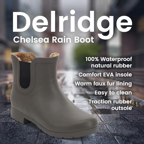 Chooka Womens Waterproof Plush Chelsea Bootie Rain, Olive, 6 US - Thumbnail 2