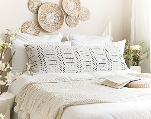 Blissblush Boho Soft Body Pillow Cover 20X54, Decorative Throw Large Body Pillow For King Bed, Boho Textured Oversize Body Pillow For Adults, Body Pillow For Sleeping, Off White (Cover Only) #TOP4