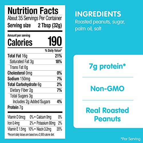 Image of SKIPPY Natural Peanut Butter Spread, Creamy, 7 g protein per serving, 40 oz. (Pack of 2)