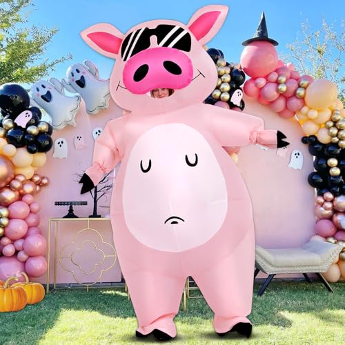 KOOY Inflatable Pig Costume, Pig Costume Adult Inflatable Costumes Adult Size Full Body Blow up Costumes for Adults Women Men Inflatables Fancy Funny Suit for Halloween Party2