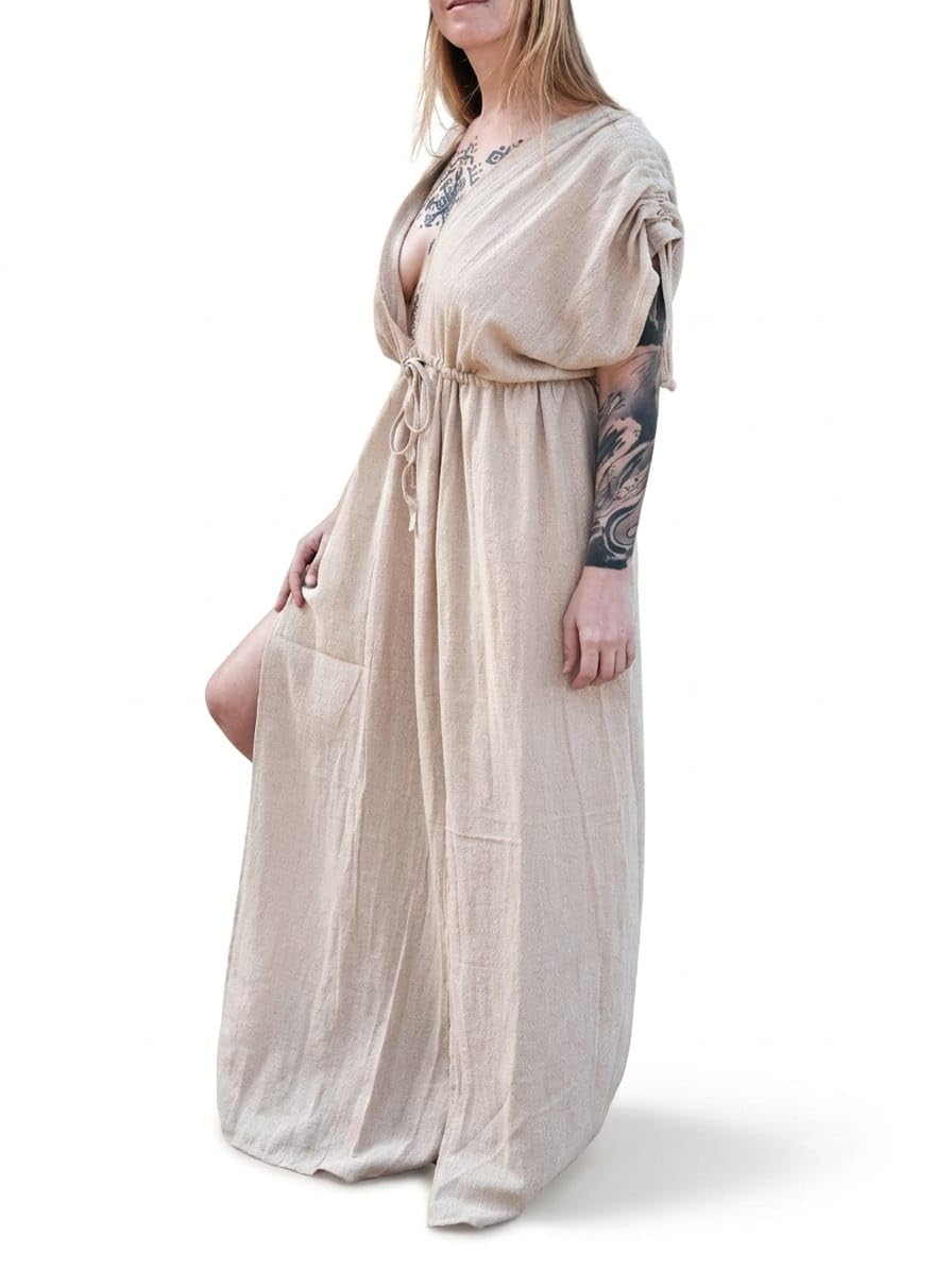 Elysian Drape Maxi Dress for Women | Boho Cotton Maxi Dress | Flowy Sleeveless Summer Dress | Casual Beach Vacation Dress | Handmade Ethnic Resort Wear | Relaxed Fit Long Dress-image-44