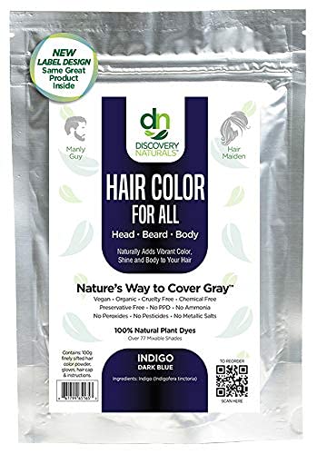 Hair Color For All Natural Hair Dye For Men & Women I 100% Natural & Chemical-Free Pure Hair & Beard Color, Indigo Dark Blue