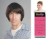 Hippie Boy Beatle Color Dark Brown - Enigma Wigs Bowl Cut Skater Tony Hawk Beetle Men's Bundle with...