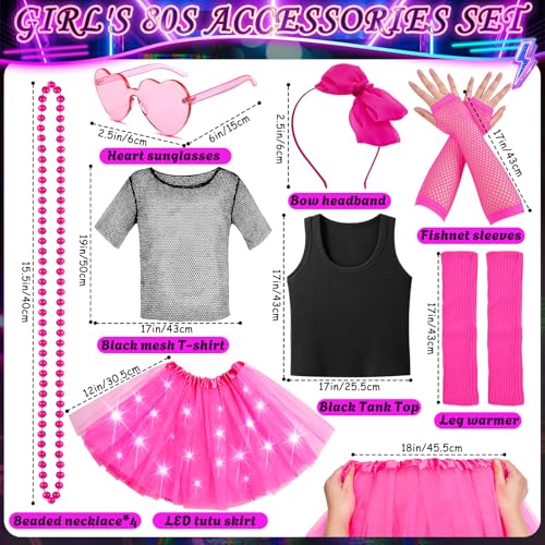 Disfraz para niñas años 80 con accesorios y tutú luminoso miniatura 3