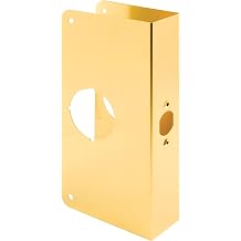 Prime-Line U 9550 Brass Lock and Door Reinforcement Plate, Single Pack | For 1-3/4 In. Thick Doors, Brass Finish