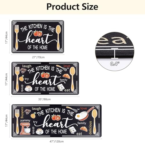 Yamaziot Anti Fatigue Kitchen Rug Set of 3, Non-Slip Waterproof Farmhouse Cushioned Comfort Standing Floor Mat for Kitchen, Office, Sink, Laundry — view 2