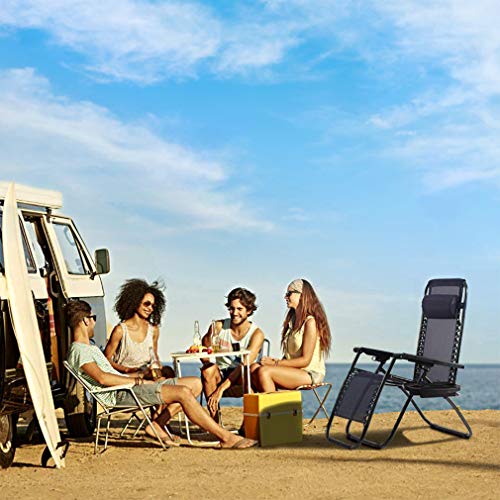 Straame Garden | Zero Gravity Chair | Set of 2 | Heavy Duty Textoline | Outdoor & Garden Sunloungers | Reclining & Folding Chair with Cup Holder and Headrest Pillow - Image 6