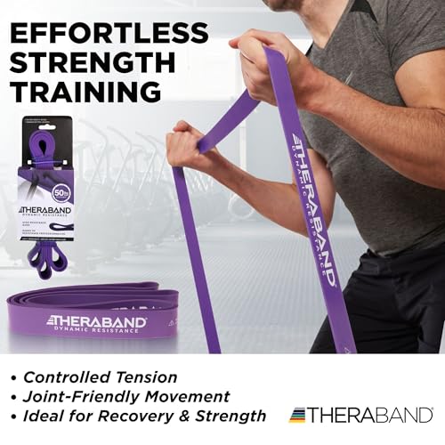 Image of THERABAND High Resistance Band, Extra-Heavy Elastic Super Band for Full Body Workouts, Physical Therapy, Strength Training, Durable 41 inch Loop Exercise Band, 50 lbs Resistance