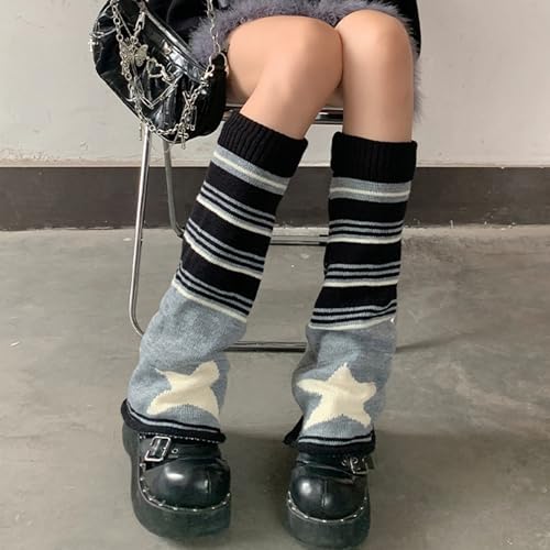 Image of AQOKKA Y2K Knit Leg Warmers for Women Kawaii Leg Warmers Harajuku Long Leg Socks Cover Goth Lolita Winter Accessories