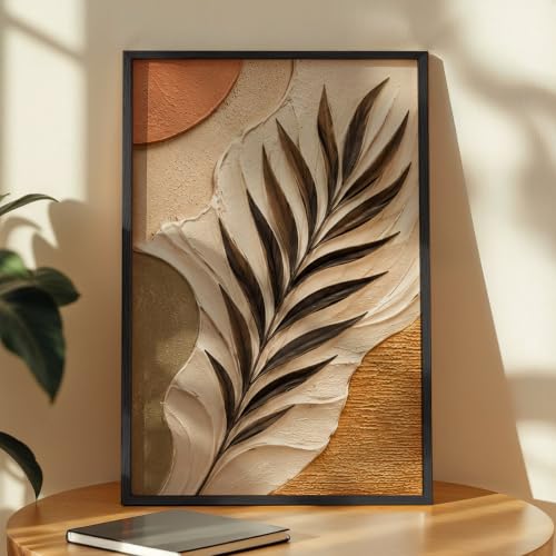 Image of NoWorries Floral Botanical Wall Painting with Frame | Premium Textured Flower & Leaf Artwork, Pastel Nature Wall Decor Framed for Living Room Bedroom Office and Home Decoration (Art-12,17x25inch)