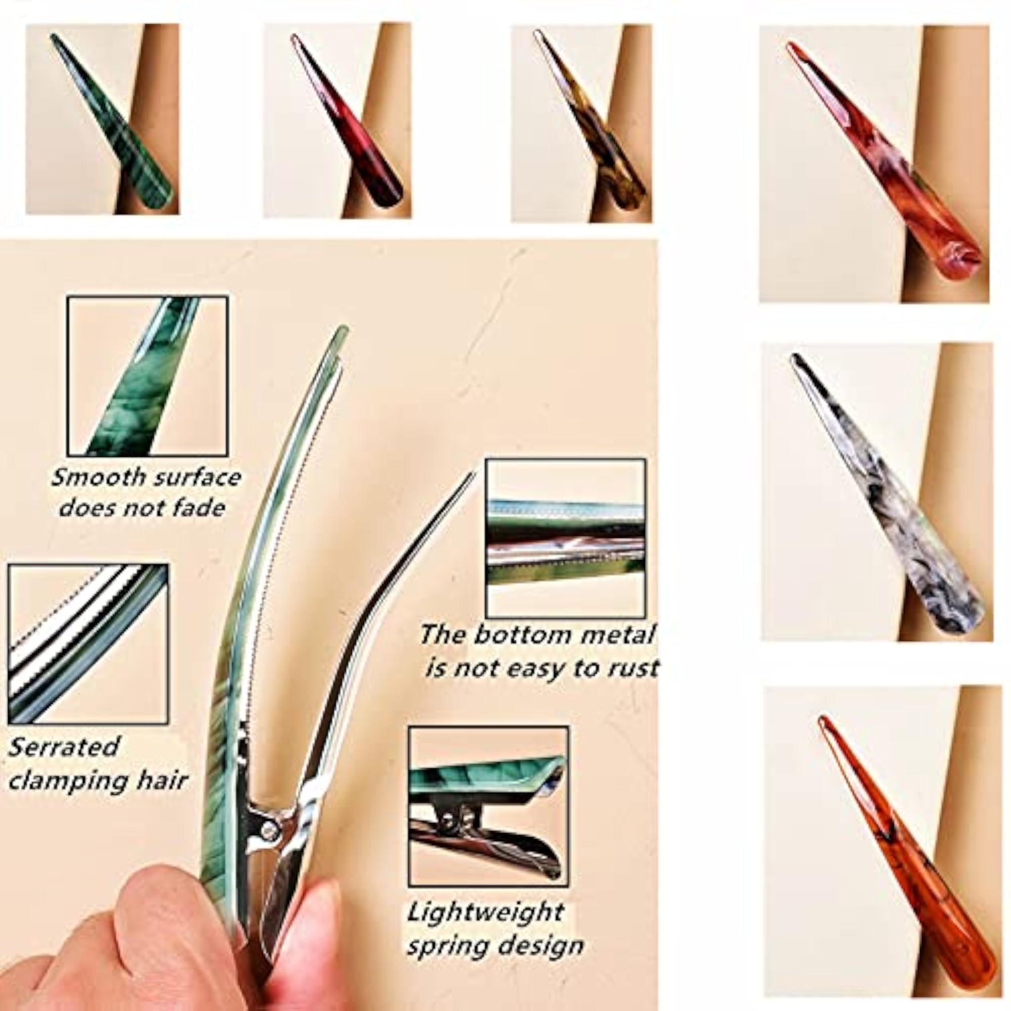 Durable Non-Slip Duckbill Metal Clips, Pack of 6