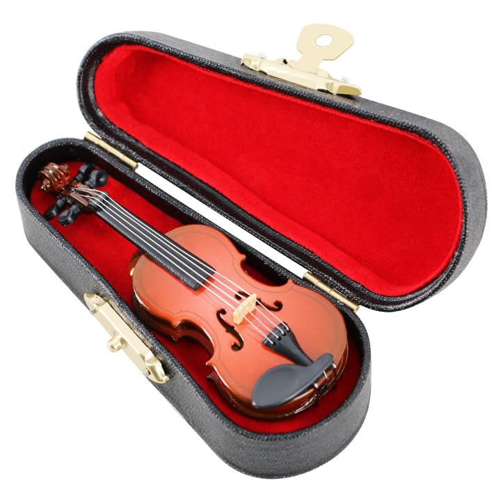 Image of EASTROCK Violin Brooch, 3.15inches Mini Violin Pin, Miniature Musical Instrument Fashion Lapel Brooch Pin with Case Musical Gift