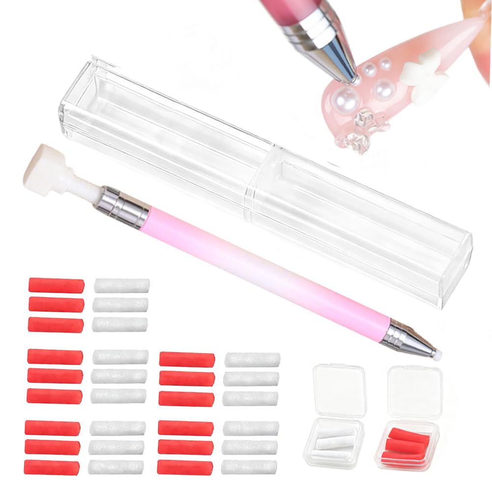 Automatic Refillable Wax Pen, 2026 New Diamond Art Pen with 30Pcs Wax Diamond Art Accessories Refillable Wax Pen for Paint Art Nail DIY Craft, Quickly Pick Up Beads Gems (D)