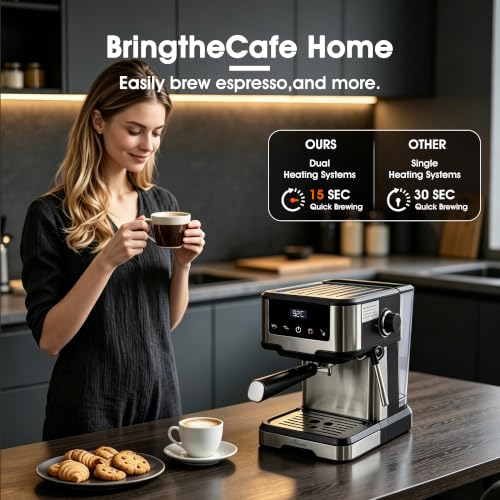 Image of Espresso Machine with Milk Frother, Professional Coffee Maker