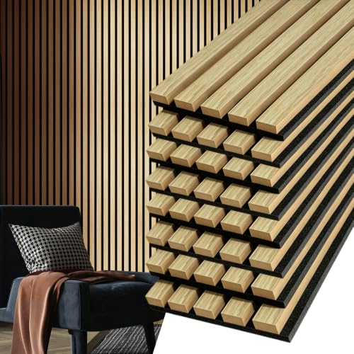 Image of Art3d 8-Pack Soundproof Wood Slat Wall Panels, 94.5 x 7.9 Inch, Oak