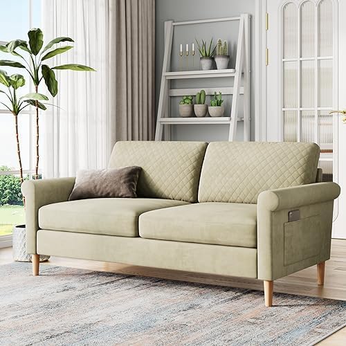 Miniatura 8 de Vesgantti Sofá de 65.1 pulgadas, sofá de 2 plazas, sofá de dos plazas híbrido con resortes de espuma con muelles, sofá de dos plazas tapizado para