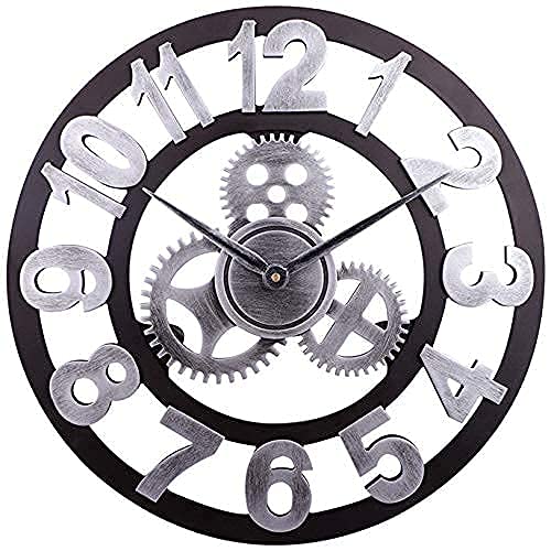 Horloge murale de jardin extérieur en bois imitation fer grand format