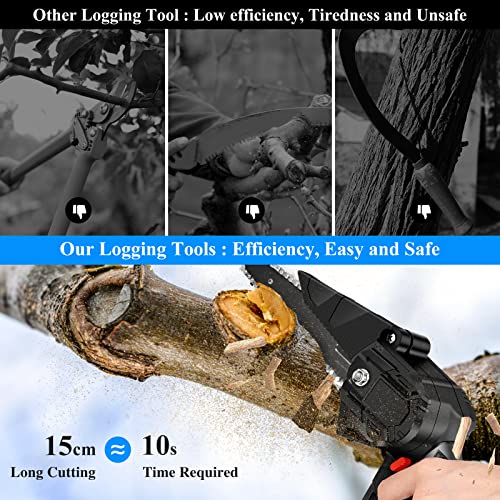 6-Inch Mini Chainsaw With Safety Lock Led Light 24V Lithium Battery Cordless Electric Chainsaw Lightweight 2 Batteries And Chains Pruning Shears Chain Saw #TOP1