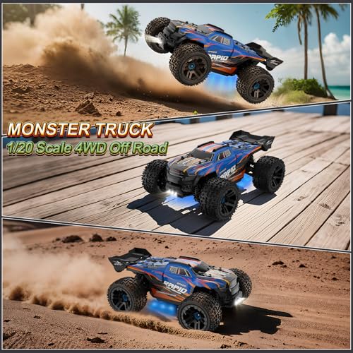 Image of Nikuku Fast Remote Control Car, 38 KPH High Speed Off Road RC Cars with 2.4 GHz, 1:20 Scale 4WD Electric All Terrain RC Monster Truck Toys, Christmas Birthday Gifts for Adults & Boys